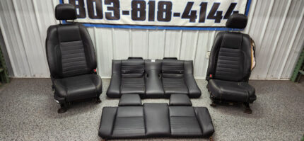 2010-2014 Ford Mustang GT Convertible Black Leather Seat Set Front Back OEM