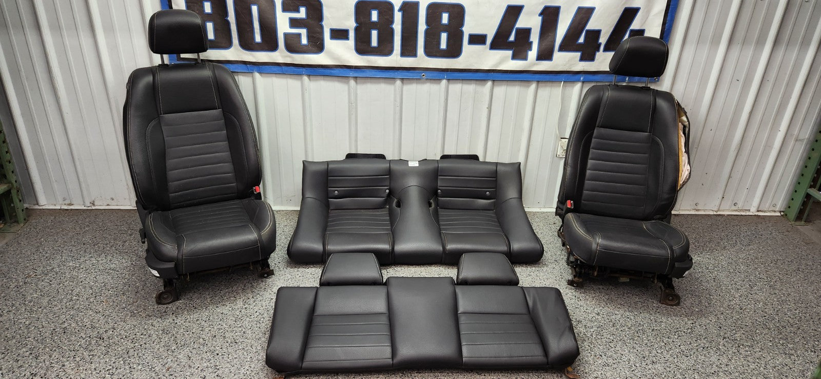2010-2014 Ford Mustang GT Convertible Black Leather Seat Set Front Back OEM 2010-2014 Ford Mustang GT Convertible Black Leather Seat Set Front Back OEM
