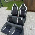 2015+ Ford Mustang Shelby Recaro Seat Set – Black Leather/Suede with White Accents - Mustang Spares Shop